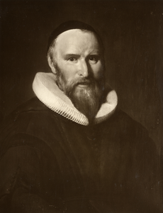 105860 Portret van C. Niellius, geboren 1576, Waals predikant te Utrecht, overleden 1652. Borstbeeld rechts.